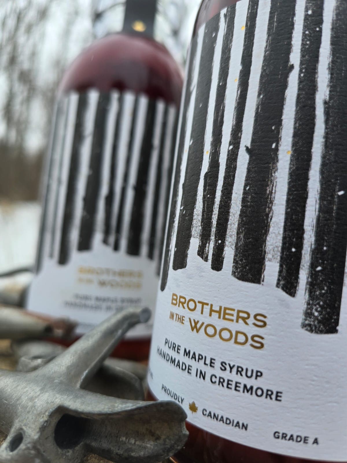 Brunch in the Woods — maple syrup bottles
